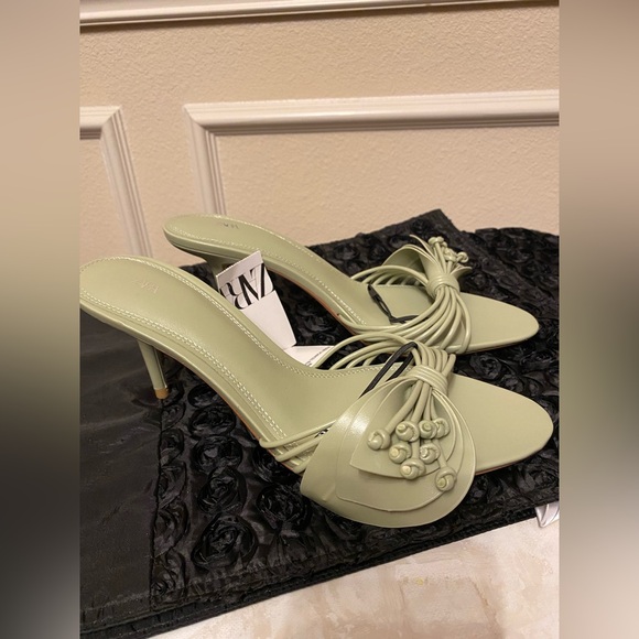 Zara Elegant Sage Green Women's Heels - Picture 5 of 7